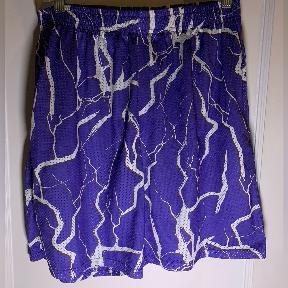 Purple and White aop Lightning Pattern Shorts